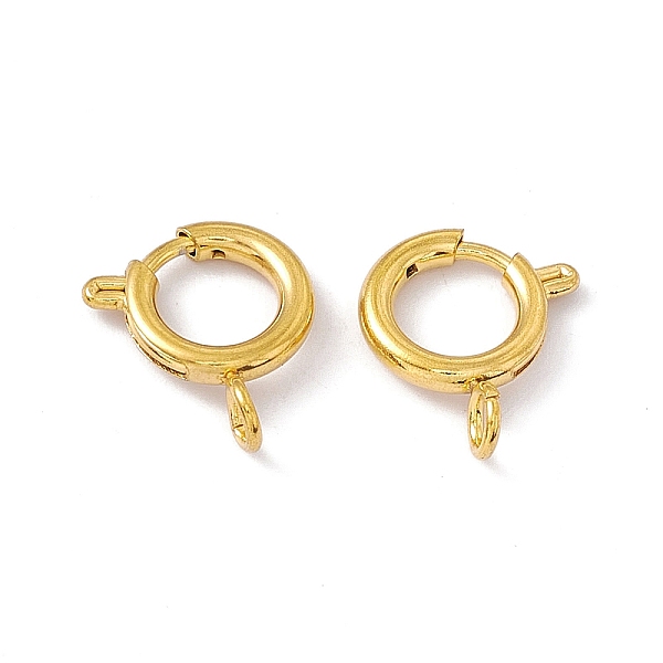 

PandaHall Vacuum Plating 201 Stainless Steel Spring Ring Clasps, Real 18K Gold Plated, 10x2mm, Hole: 2.5mm 201 Stainless Steel