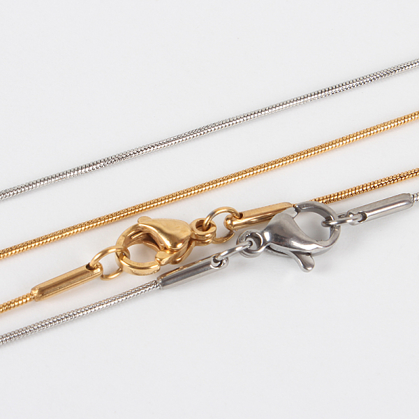 

PandaHall 304 Stainless Steel Snake Chain Necklace Making, with Lobster Claw Clasps, Mixed Color, 17.7 inch(45cm) 304 Stainless Steel