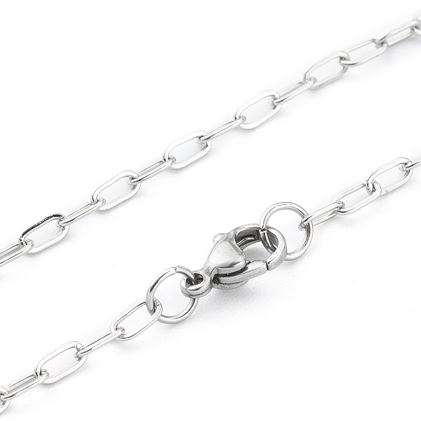 

PandaHall 304 Stainless Steel Paperclip Chain, Drawn Elongated Cable Chain Necklaces, with Lobster Claw Clasps, Stainless Steel Color, 16...