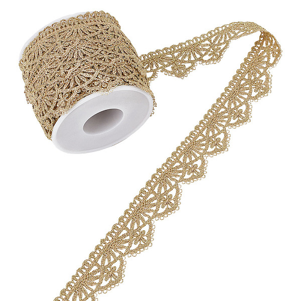

PandaHall CHGCRAFT 9Yards Gold Lace Trim Embroidery Metallic Venice Lace Ribbon Edging Trimming Fabric Filigree Polyester Ribbon for...