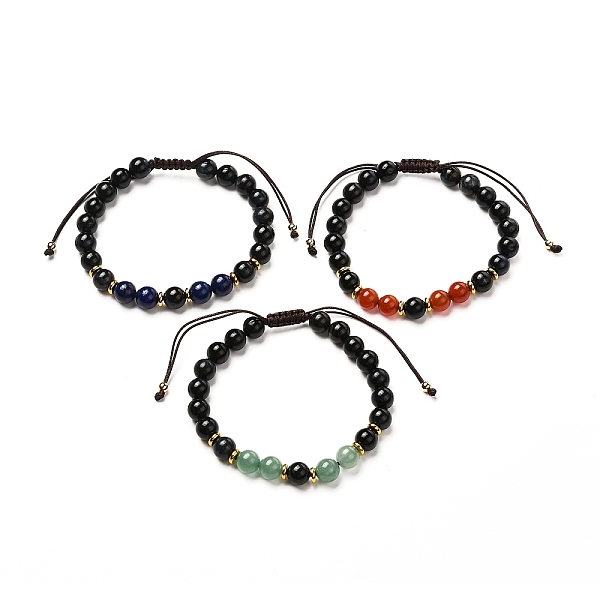 

PandaHall Natural Mixed Stone Braided Bead Bracelets Set for Girl Women, Inner Diameter: 2-1/8~3-5/8 inch(5.5~9.1cm), 3pcs/set Mixed Stone