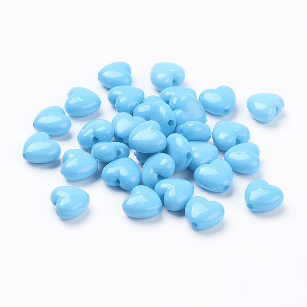 

PandaHall Opaque Acrylic Beads, Heart, Cyan, 10x11x6mm, Hole: 2mm, about 1267pcs/500g Acrylic Heart Cyan