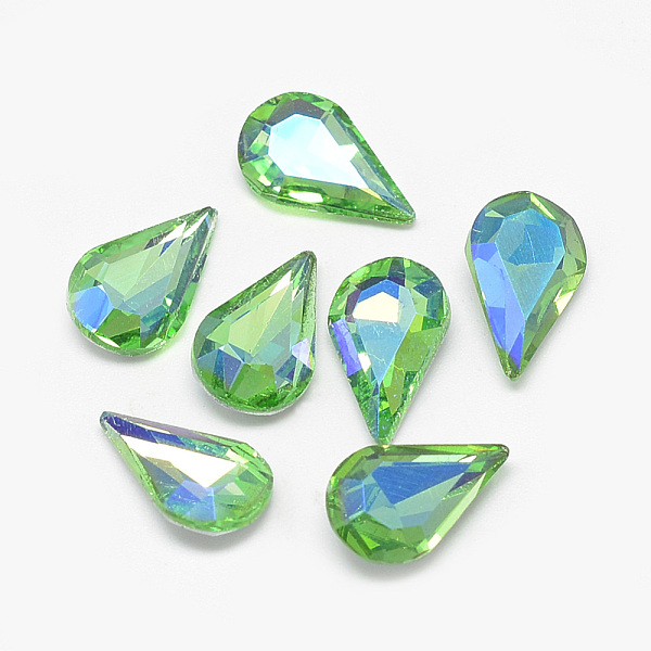 

PandaHall Pointed Back Glass Rhinestone Cabochons, Back Plated, Faceted, AB Color Plated, teardrop, Light Green, 13x8x4mm Glass Rhinestone...