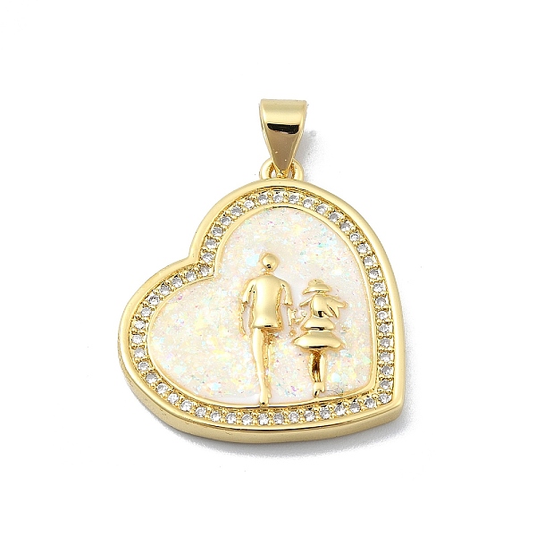 

PandaHall Brass Micro Pave Clear Cubic Zirconia Pendants, with Sythetic Opal, Heart, Real 18K Gold Plated, 23.5x21.5x3.5mm, Hole: 4x3.5mm...