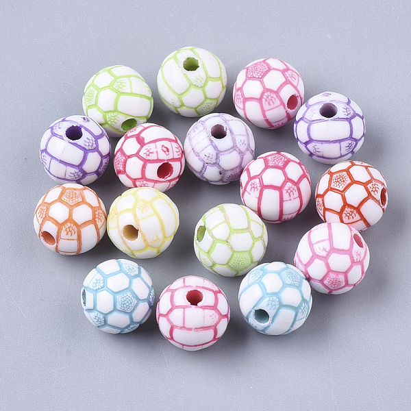 

PandaHall Craft Style Acrylic Beads, FootBall/Soccer Balll, Mixed Color, 9.5x9mm, Hole: 2mm, about 1190pcs/500g Acrylic Sports Multicolor
