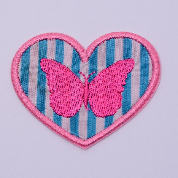 

PandaHall Computerized Embroidery Cloth Iron on/Sew on Patches, Costume Accessories, Appliques, Heart with Butterfly, Colorful, 42x53x1mm...
