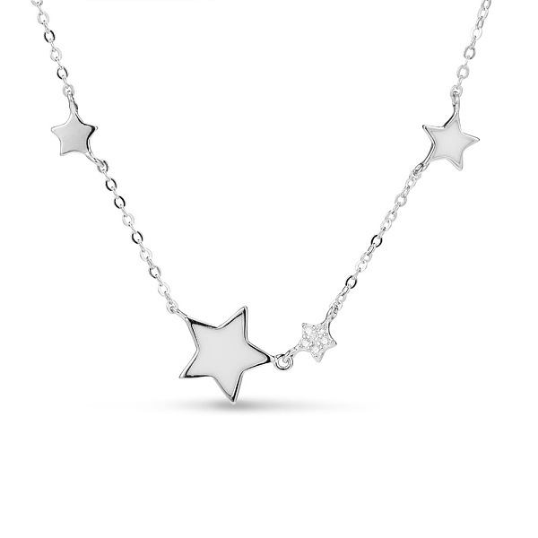 PandaHall SHEGRACE Hot Trending 925 Sterling Silver Necklace, with Enamel Stars, Platinum, 15.7 inch(40cm) Sterling Silver