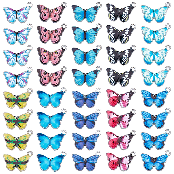 

PandaHall SUNNYCLUE 1 Box 40Pcs 10 Colors Butterfly Charms Pendant Alloy Enamel Butterfly Dangle Charms for DIY Jewelry Making Bracelet..., Multicolor