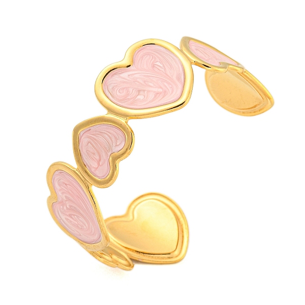 

PandaHall Ion Plating(IP) 304 Stainless Steel Enamel Open Cuff Bangles, Heart, Pink, Inner Diameter: 2-3/8 inch(5.9cm), 23mm 304 Stainless...