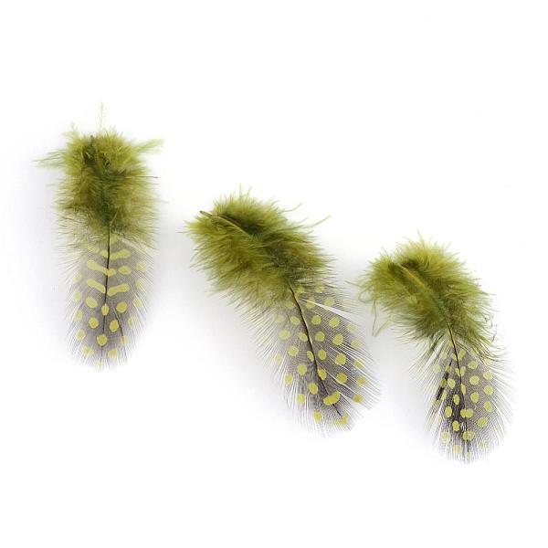 PandaHall Chicken Feather Costume Accessories, Dyed, Olive Drab, 65~135x25~45mm Feather Feather Green