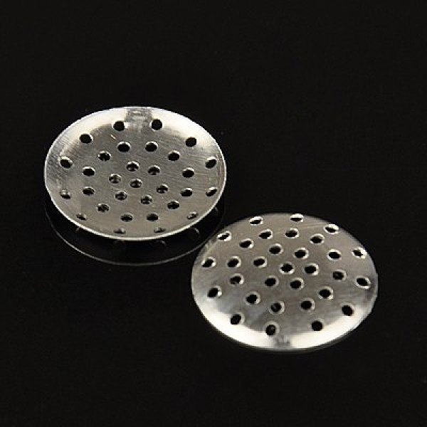 

PandaHall Aluminum Finger Ring/Brooch Sieve Findings, Perforated Disc Settings, Platinum, about 18mm in diameter, 2mm thick, hole: 1mm...