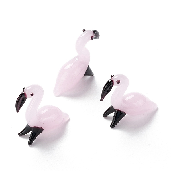 

PandaHall Handmade Lampwork Beads, No Hole, Flamingo Shape, Lavender Blush, 36x11.5x2mm Lampwork Bird