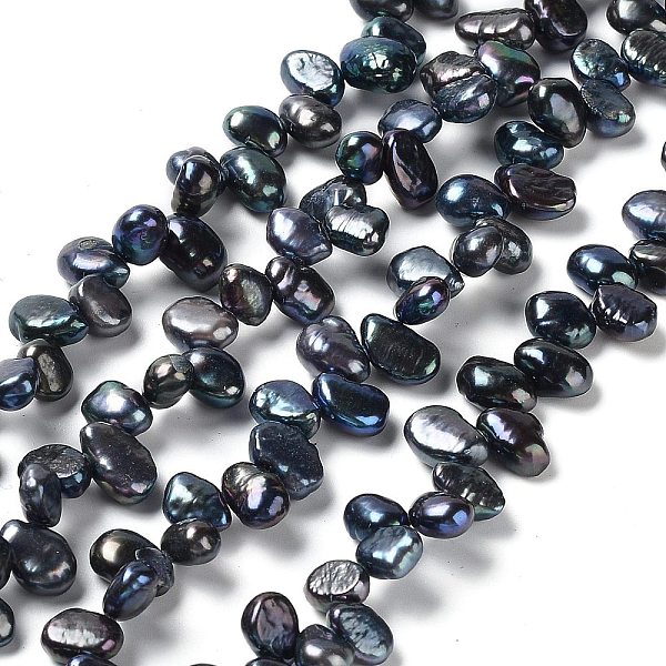 

PandaHall Natural Cultured Freshwater Pearl Beads Strands, Grade 4A+, Two Sides Polished, Dyed, Prussian Blue, 8~10x6.5~7x5~6mm, Hole: 0.5mm...