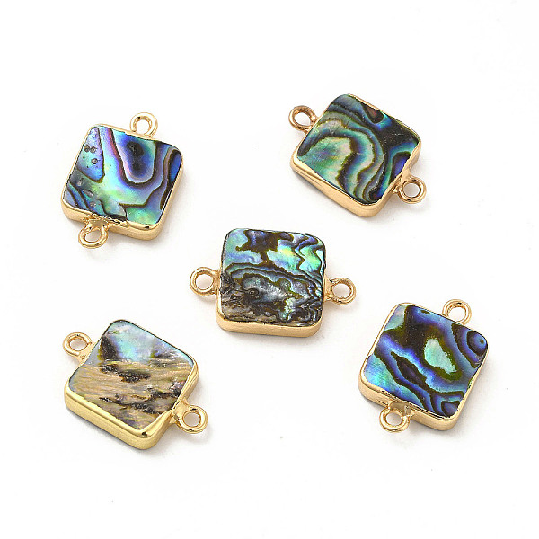 

PandaHall Natural Paua Shell Connector Charms, with Brass Double Loops, Square Links, Light Gold, 19~20x12~13x3~4mm, Hole: 1.6mm Paua Shell...