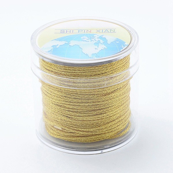 

PandaHall Polyester Cord, Metallic String Thread For Jewelry Making, Gold, 1.5mm, about 32.8 yards(30m)/roll Polyester Gold