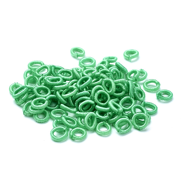 

PandaHall Polyester Weave Beads, Ring, Medium Spring Green, 6x2mm, Hole: 3mm, about 200pcs/bag Polyester Ring Green