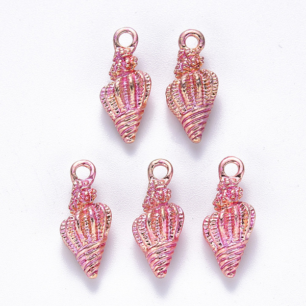 

PandaHall Alloy Enamel Pendants, Spiral Shell Shape, Light Gold, Hot Pink, 19.5x7.5x6.5mm, Hole: 2.5mm Alloy+Enamel Shell Shape