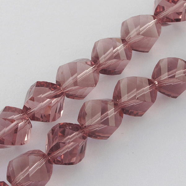 

PandaHall Glass Bead Strands, Faceted, Twist, Old Rose, 8x7~8x8mm, Hole: 1mm; about 72pcs/strand; 21.5 inch Glass Twist