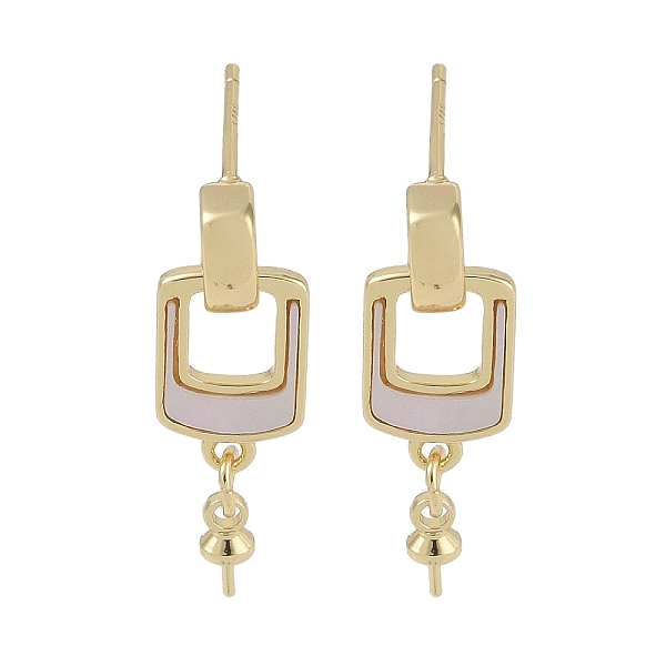 

PandaHall Brass with Shell Stud Earring Findings, with 925 Sterling Silver Pin, Rectangle, Real 18K Gold Plated, 23x7.5mm, Pin: 11.5x0.7mm &...