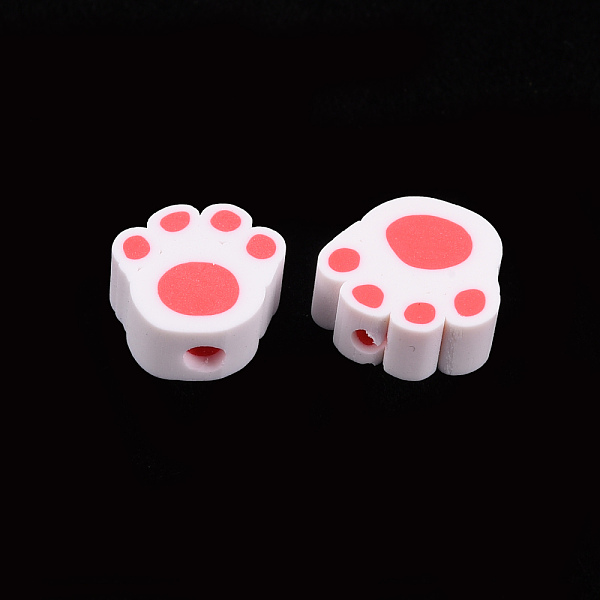 

PandaHall Handmade Polymer Clay Beads, Paw Print, Crimson, 8~11x9~11x4~5mm, Hole: 1.2~1.6mm Polymer Clay Others Pink