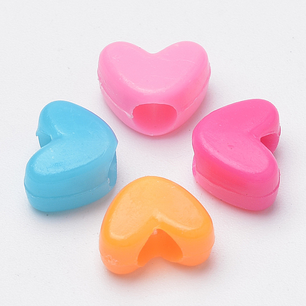 

PandaHall Plastic Beads, Heart, Mixed Color, 7.5x10x5mm, Hole: 3.5mm, about 2775pcs/500g Plastic Heart Multicolor