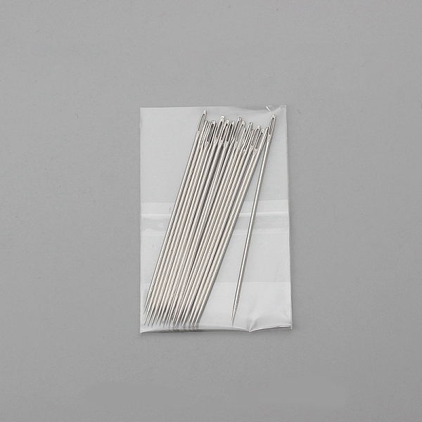 

PandaHall 20Pcs Steel Sewing Needles, Big Eye Pointed Needles, for Embroidery, Patchwork, Stainless Steel Color, 60mm Steel
