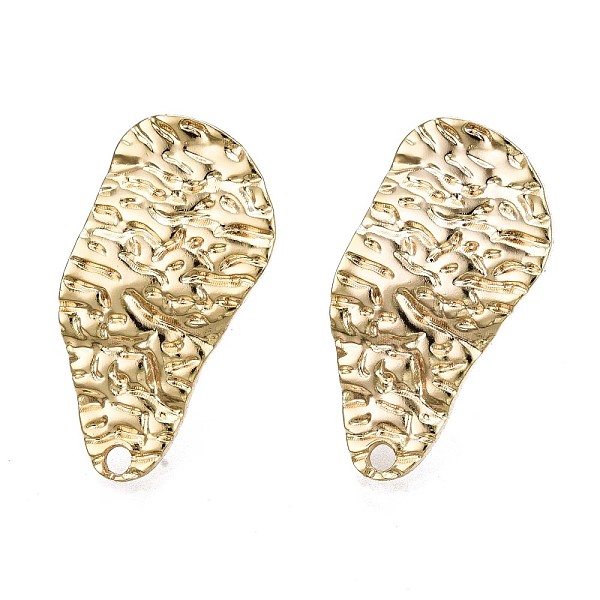 

PandaHall Hammered Brass Stud Earring Findings, with Hole, Real 18K Gold Plated, 23x12mm, Hole: 1.6mm, Pin: 0.8mm Brass+Cubic Zirconia...