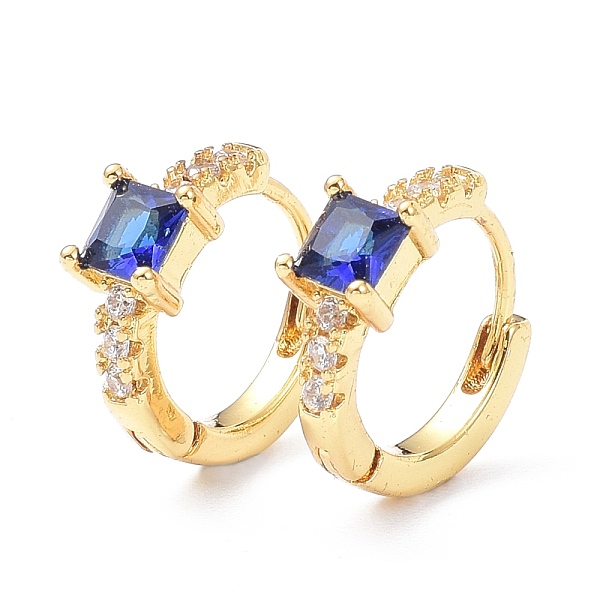 

PandaHall Brass Inlaid Cubic Zirconia Hoop Earrings, Real 18K Gold Plated, Square, Cadmium Free & Lead Free, Blue, 15x13x5mm, Pin: 1mm Cubic...