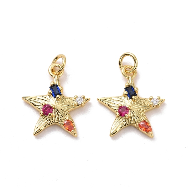 

PandaHall Star Brass Micro Pave Colorful Cubic Zirconia Pendants, with Jump Rings, Cadmium Free & Lead Free, Real 18K Gold Plated...