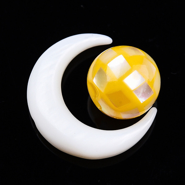 

PandaHall Natural Freshwater Shell Beads, with Natural Yellow Shell Beads, Moon with Round, Moon: 15x12.5x3.5mm, Round: 8mm, Hole: 0.8mm...