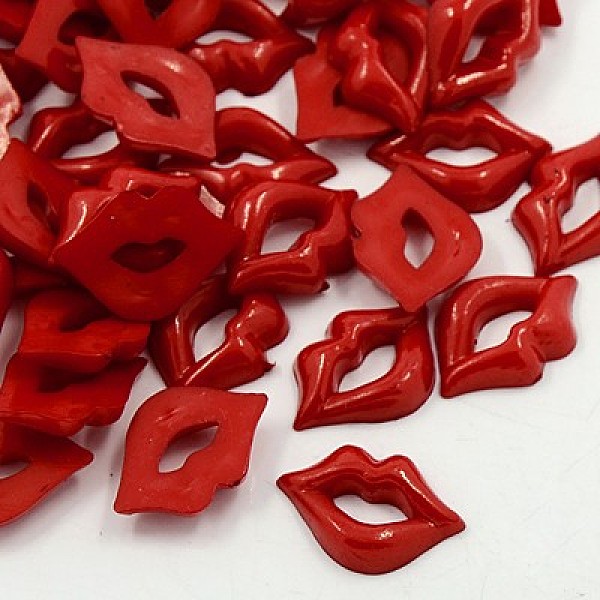 

PandaHall Acrylic Lip Shaped Cabochons, for Valentine's Day, Dark Red, 18x13x3.5mm Acrylic Lip Red