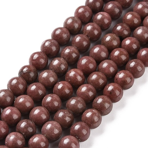 PandaHall Natural Rhodonite Round Bead Strands, 6mm, Hole: 1mm, about 68pcs/strand, 15.7 inch Rhodonite Round
