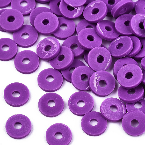 

PandaHall Handmade Polymer Clay Beads, for DIY Jewelry Crafts Supplies, Disc/Flat Round, Heishi Beads, Dark Orchid, 4x1mm, Hole: 1mm, about...