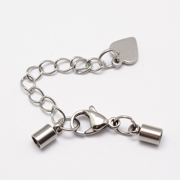 

PandaHall 304 Stainless Steel Chain Extender, with Cord Ends, Curb Chains and Lobster Claw Clasps, Stainless Steel Color, 35~38mm, Cord End...
