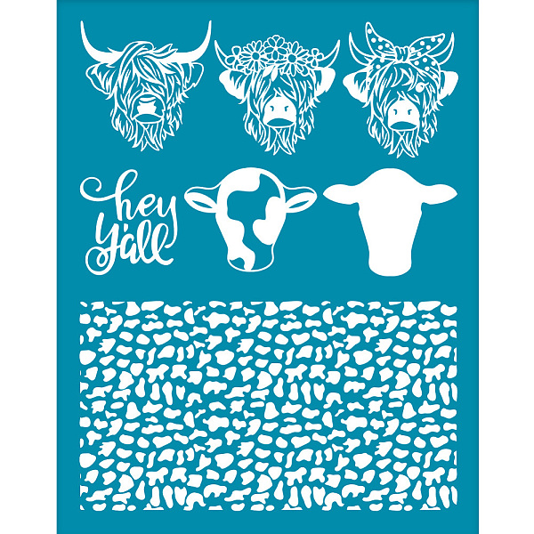 

PandaHall Silk Screen Printing Stencil, for Painting on Wood, DIY Decoration T-Shirt Fabric, Cattle, 100x127mm Nylon Cattle Cyan