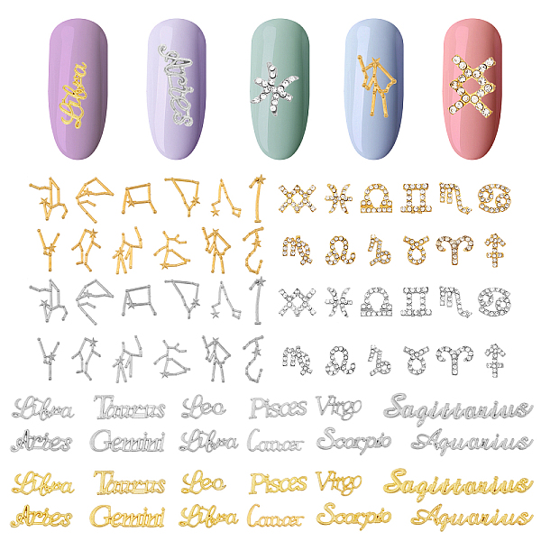 

PandaHall Globleland 6 Sets 6 Styles Alloy Twelve Constellations Cabochons Sets, for DIY Phone Case Nail Art Decoration Accessories, Mixed...