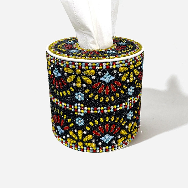 

PandaHall DIY Column Tissue Box Kits, Including Resin Rhinestones Bag, Diamond Sticky Pen, Tray Plate and Glue Clay, Flower, 130x135mm Resin...