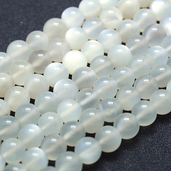 

PandaHall Natural White Moonstone Beads Strands, Grade A, Round, 8mm, Hole: 1mm, about 49pcs/strand, 15.5 inch(39.5cm) White Moonstone Round