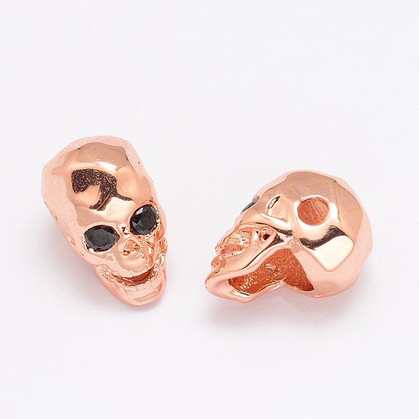 

PandaHall Eco-Friendly Brass Micro Pave Cubic Zirconia Beads, Skull, Lead Free & Nickel Free & Cadmium Free, Real Rose Gold Plated..., Black