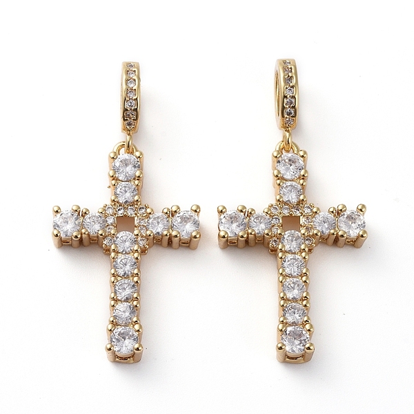 

PandaHall Brass Micro Pave Clear Cubic Zirconia Pendants, Long-Lasting Plated, Cross, Golden, 32.5mm, Hole: 5mm, Cross: 24x16x4mm...