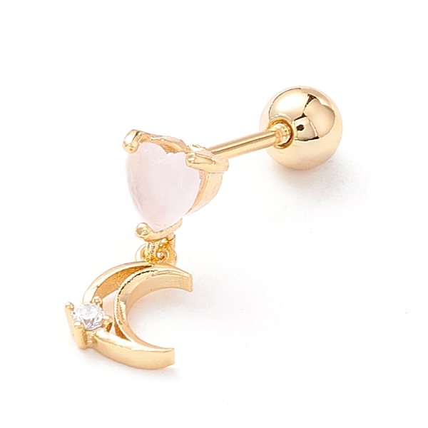 

PandaHall Heart & Moon Cubic Zirconia Dangle Stud Earrings, Cat Eye Drop Earrings for Women, Golden, 13x5.5mm, Pin: 0.7mm Cat Eye Heart..., Clear