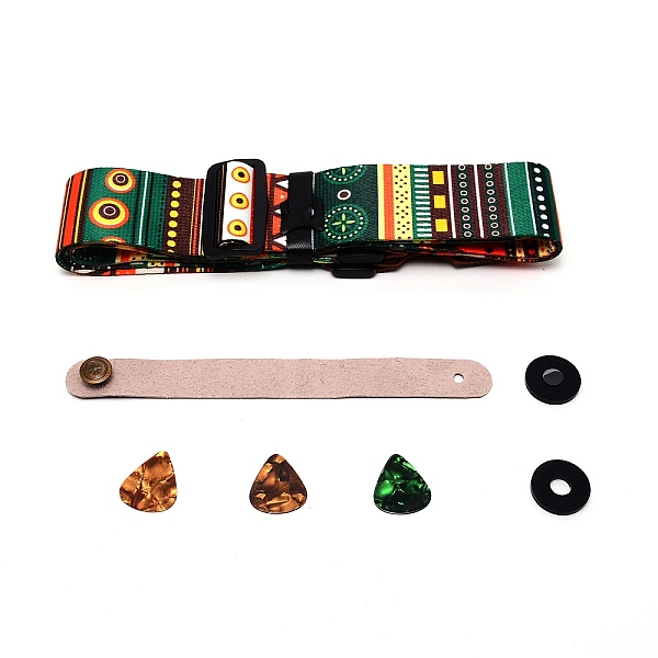 

PandaHall Guitar Accessory Set, with Polyester & PU Leather Strap, Microfiber & Iron Neck Strap, Silicone Strap Buckle, Plastic Guitar Picks...