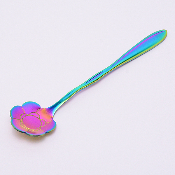 

PandaHall Stainless Steel Sunflower Spoons, with Porcelain Handle, for Tableware Kitchen, Rainbow Color, 125x26.5x8mm Stainless Steel Flower