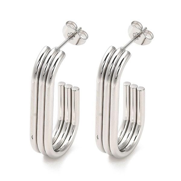 

PandaHall 202 Stainless Steel Oval Stud Earrings, Half Hoop Earrings with 304 Stainless Steel Pins, Stainless Steel Color, 29.5x6mm 202...