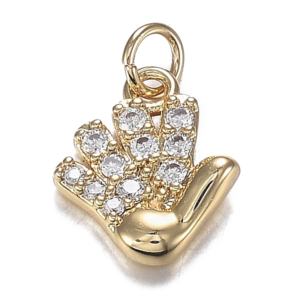 

PandaHall Brass Micro Clear Cubic Zirconia Charms, Long-Lasting Plated, Hand, Real 18K Gold Plated, 10.5x9x2.5mm, Hole: 2.6mm Brass+Cubic...