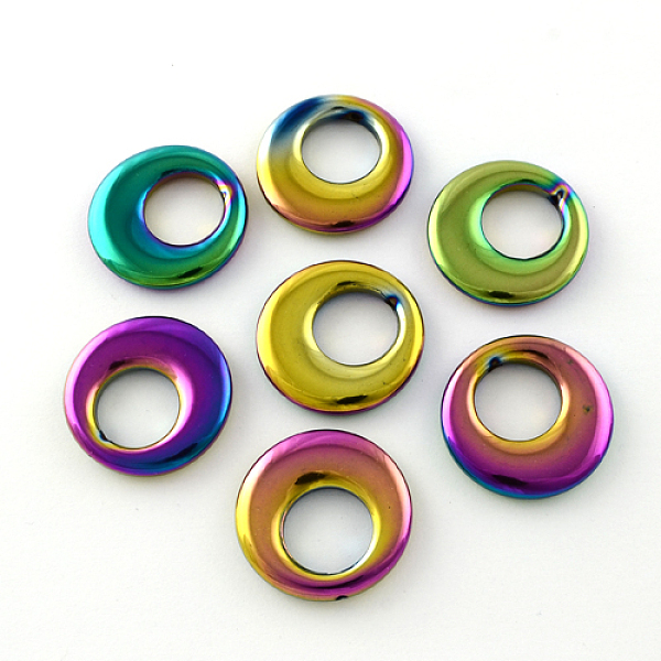

PandaHall Non-magnetic Synthetic Hematite Pendants, Half Drilled, Grade A, Multi-color Plated, Donut, Multi-color Plated, 29x4mm, Half..., Purple