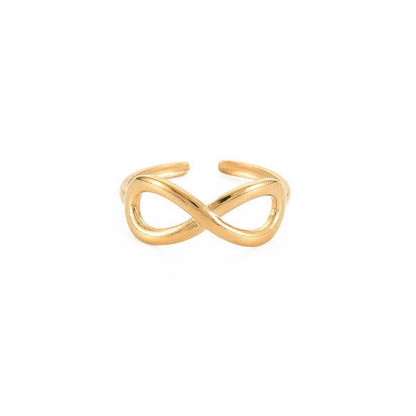

PandaHall Ion Plating(IP) 304 Stainless Steel Open Infinity Hollow Cuff Ring for Women, Nickel Free, Real 18K Gold Plated, US Size 8(18.1mm)...