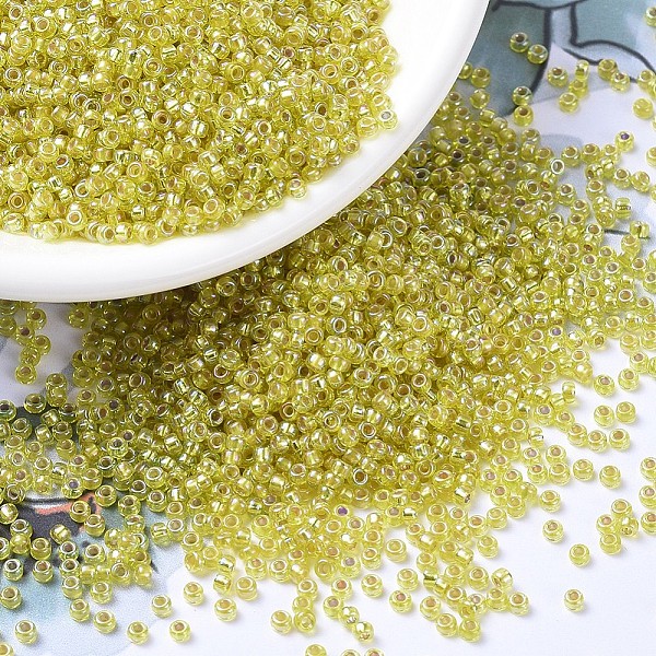 

PandaHall MIYUKI Round Rocailles Beads, Japanese Seed Beads, 11/0, (RR1006) Silverlined Yellow AB, 2x1.3mm, Hole: 0.8mm, about 1111pcs/10g...