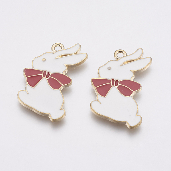 

PandaHall Zinc Alloy Enamel Bunny Pendants, Rabbit, Golden, White, 32x23x1.5mm, Hole: 2mm Alloy+Enamel Rabbit White