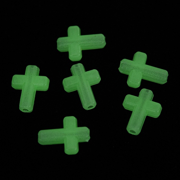 

PandaHall Luminous Transparent Acrylic Beads, Glow in the Dark, Cross, Mint Cream, 16x12x4.5mm, Hole: 2mm, about 1500pcs/500g Acrylic Cross